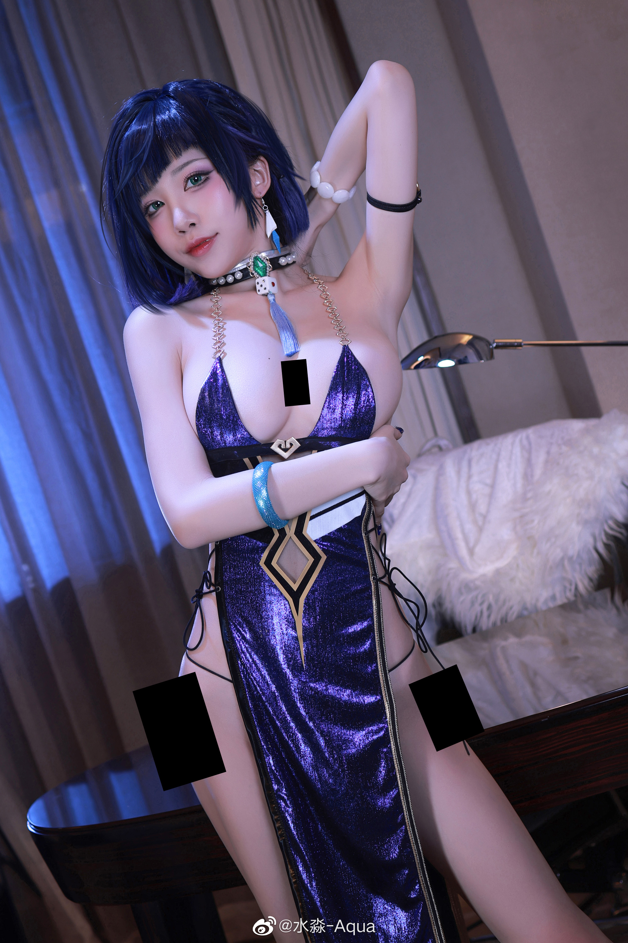 水淼aqua夜兰礼服,这个姐姐很是凉快
